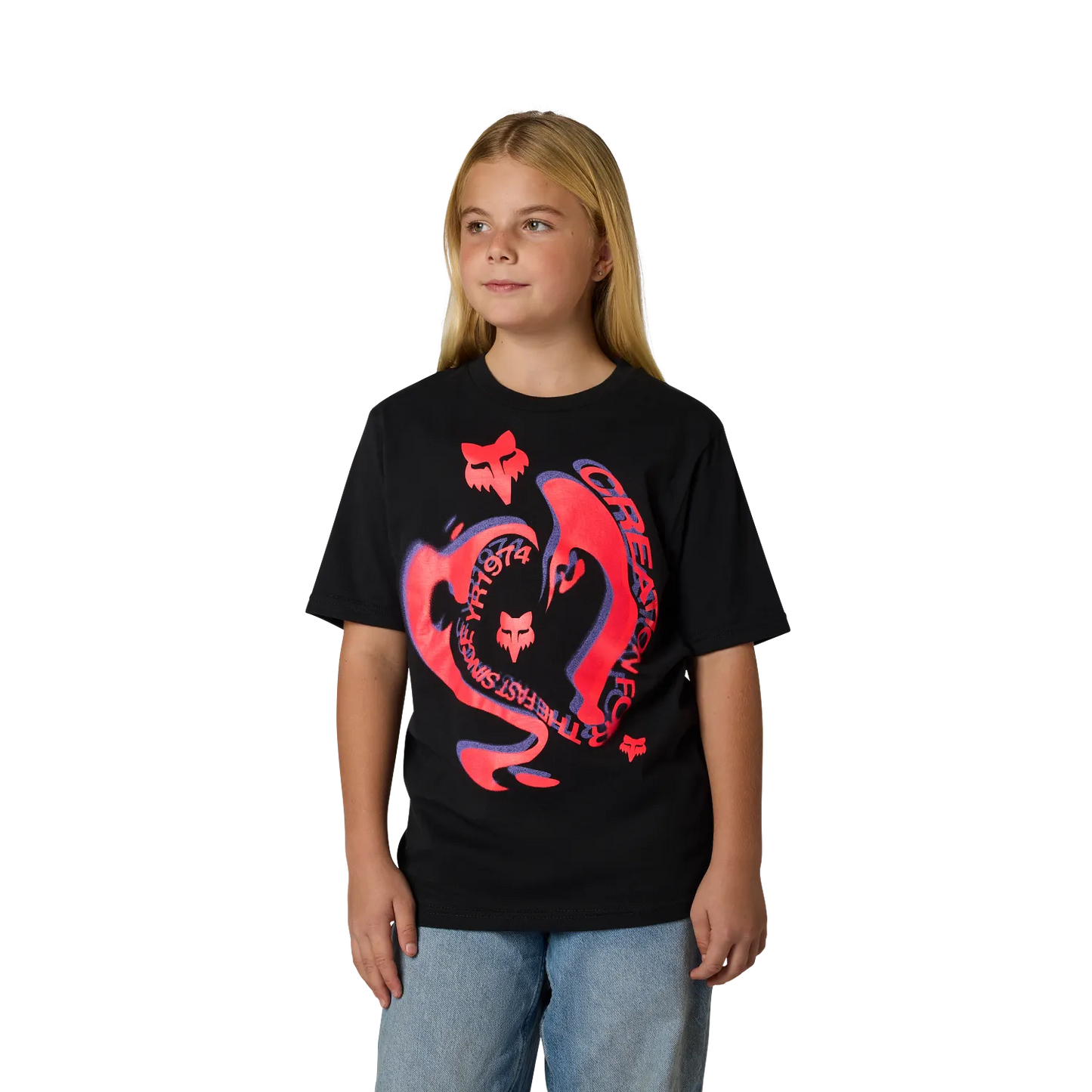 FOX • ENFANTS UNI SEXE • VISION SS TEE • NOIR MAUVE CORAIL • 38436-D95