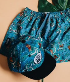 HEADSTER • BOARDSHORT EN PEAU DE PÊCHE TREASURE MAP • TEAL STEAL