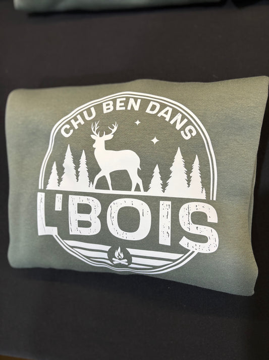 CHU BEN DANS L’BOIS • CREWNECK • VERT SAUGE • 15010